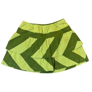 Hartstrings Girls Size 7 Green Chevron Skort Tiered Cotton Pull-On